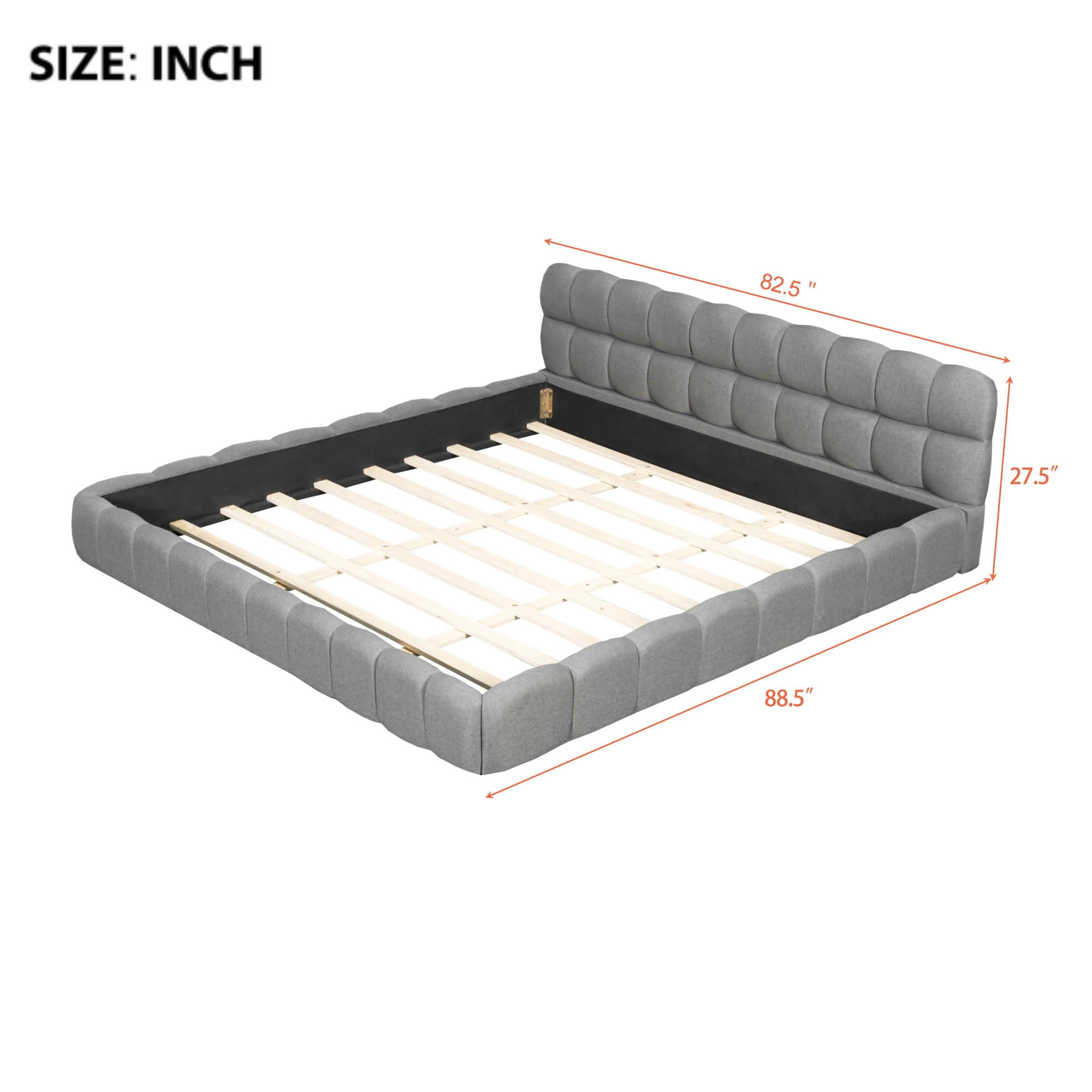 MAYEERTY Linen Upholstered Platform Bed with Elegant Design, Sturdy Stable Frame & Easy Assembly