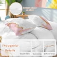 thumbnail image 2 of 3 Piece Pink Gold Marble Duvet Cover Set Full Size,Microfiber Comforter/Quilt Cover with Corner Ties and 2 Pillowcases,Modern Abstract Marble Crack Texture All Season Soft Bedding with Zipper Closure, 2 of 8