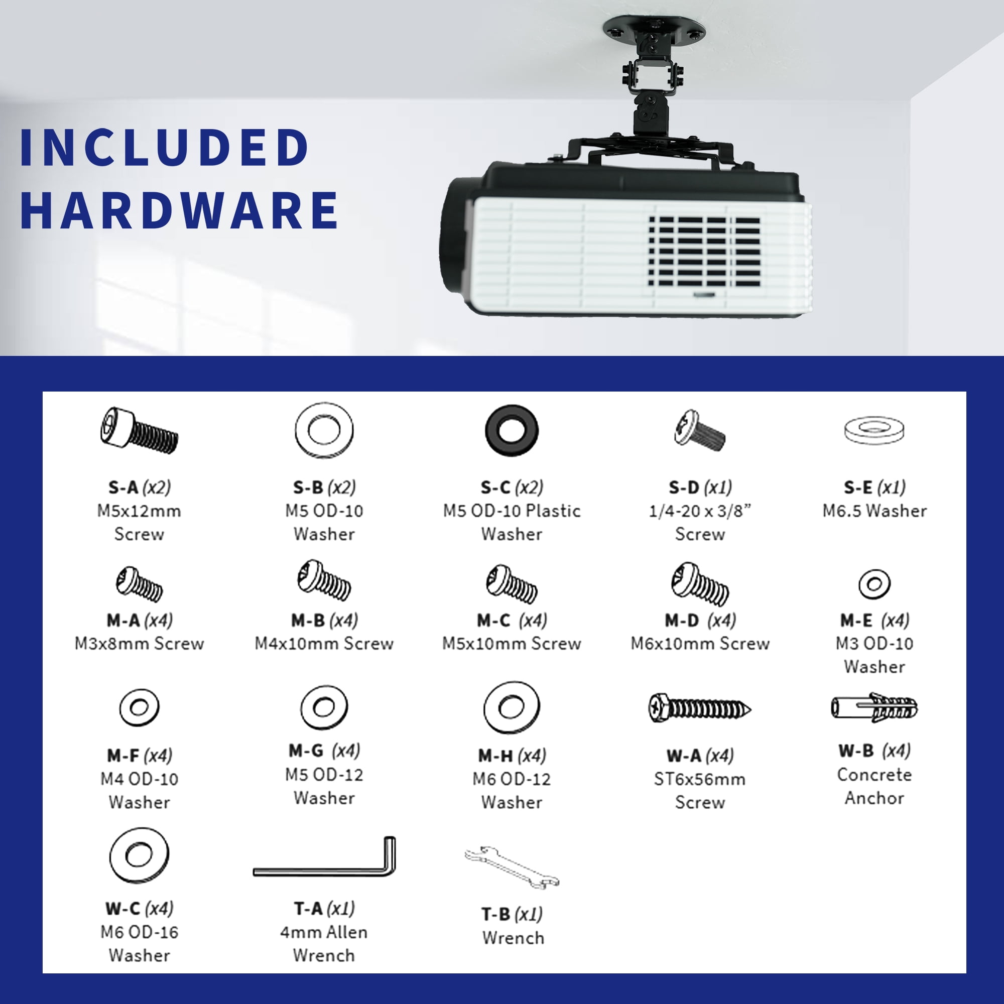 Projector Wall Mount Universal Extending Ceiling Projector Mount Height ...