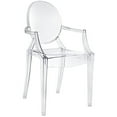 thumbnail image 1 of Modway Casper Modern Acrylic Stacking Dining Room Arm Chair, Clear, 1 of 5