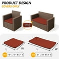 thumbnail image 3 of Snubbull 3 Pack, 36"x 18" Outdoor Patio Seat Cushions Replacement Covers Fit for 4 Pieces 4-Seater Wicker Rattan Patio Conversation Set Loveseat Chair Couch Furniture, Cover Only, Terra red, 3 of 8