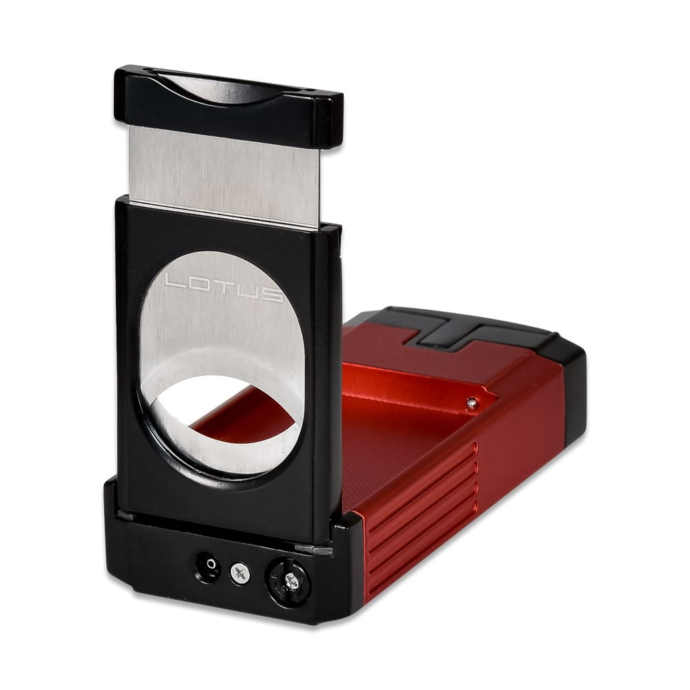 Lotus Duke Triple Torch Lighter with Cutter Red and Black