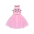 thumbnail image 3 of CHICTRY Girls Sequins Ballet Leotard Dress Halter Gymnastics Skirted Leotard Pink 10-12, 3 of 7