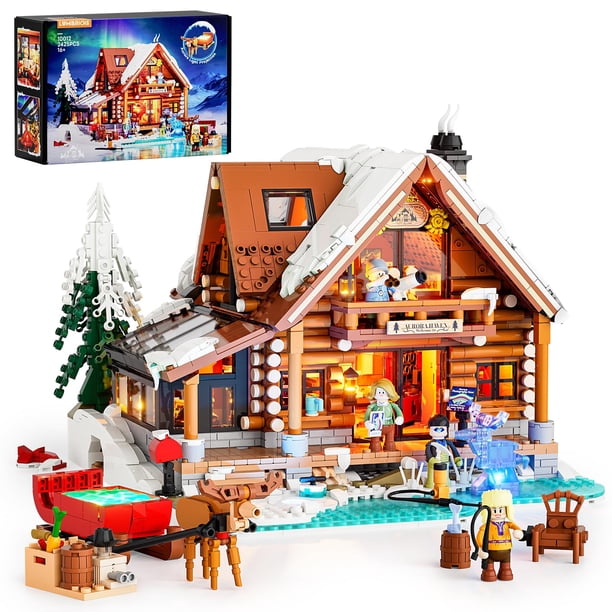 Juego de ladrillos de construcción Lumibricks Aurora-Cabin con 2425 piezas y luces