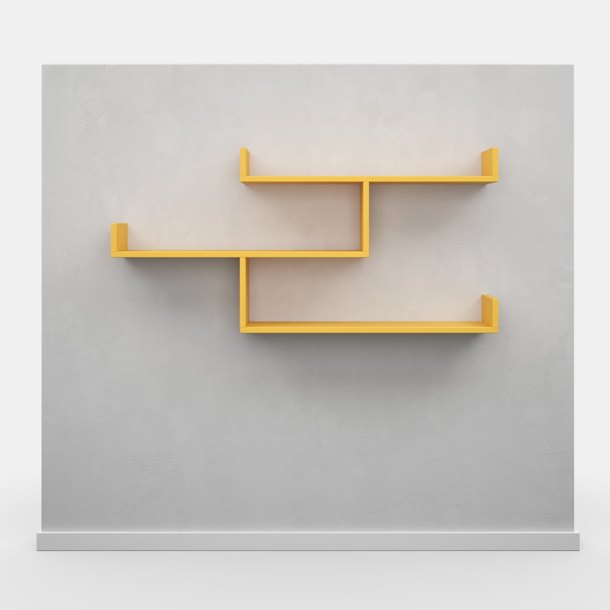 Ada Home Decor Furniture 47" 3 Tier Mustard Wilton Modern Wall Shelf