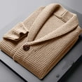 thumbnail image 5 of ZVNAΖH Men's Shawl Collar Cardigan Sweater Slim Fit Cable Knit Button up Sweater with Pockets, 5 of 9