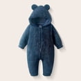 thumbnail image 2 of Bxsruta Baby Fleece Jumpsuit Hooded Romper Bear Ear Design One Piece Winter Outfit, 2 of 5