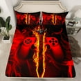 thumbnail image 2 of jejeloiu Gamer Gaming Queen Sheet Sets,Red Orange Lightsaber Flat Sheet,Cartoon Gamepad Queen Fitted Sheet For Kid Boy,Lightweight Room Decorative,4 Pieces, 2 of 7