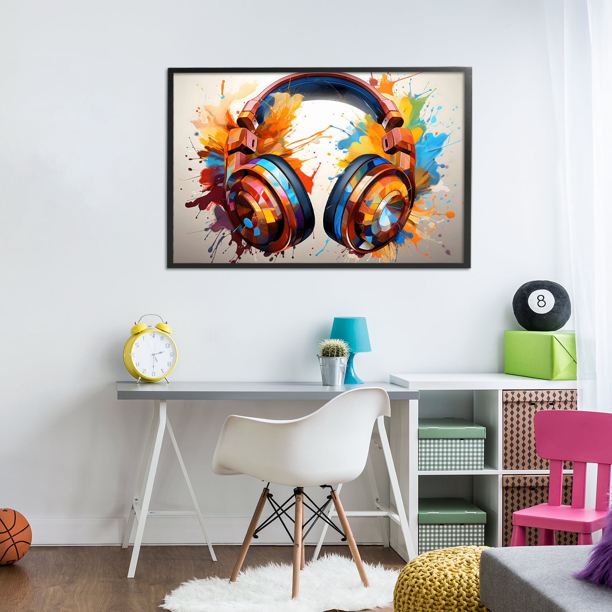 Stupell Industries Music In Color Splatter Black Framed Giclee Art, design by Creative Studio