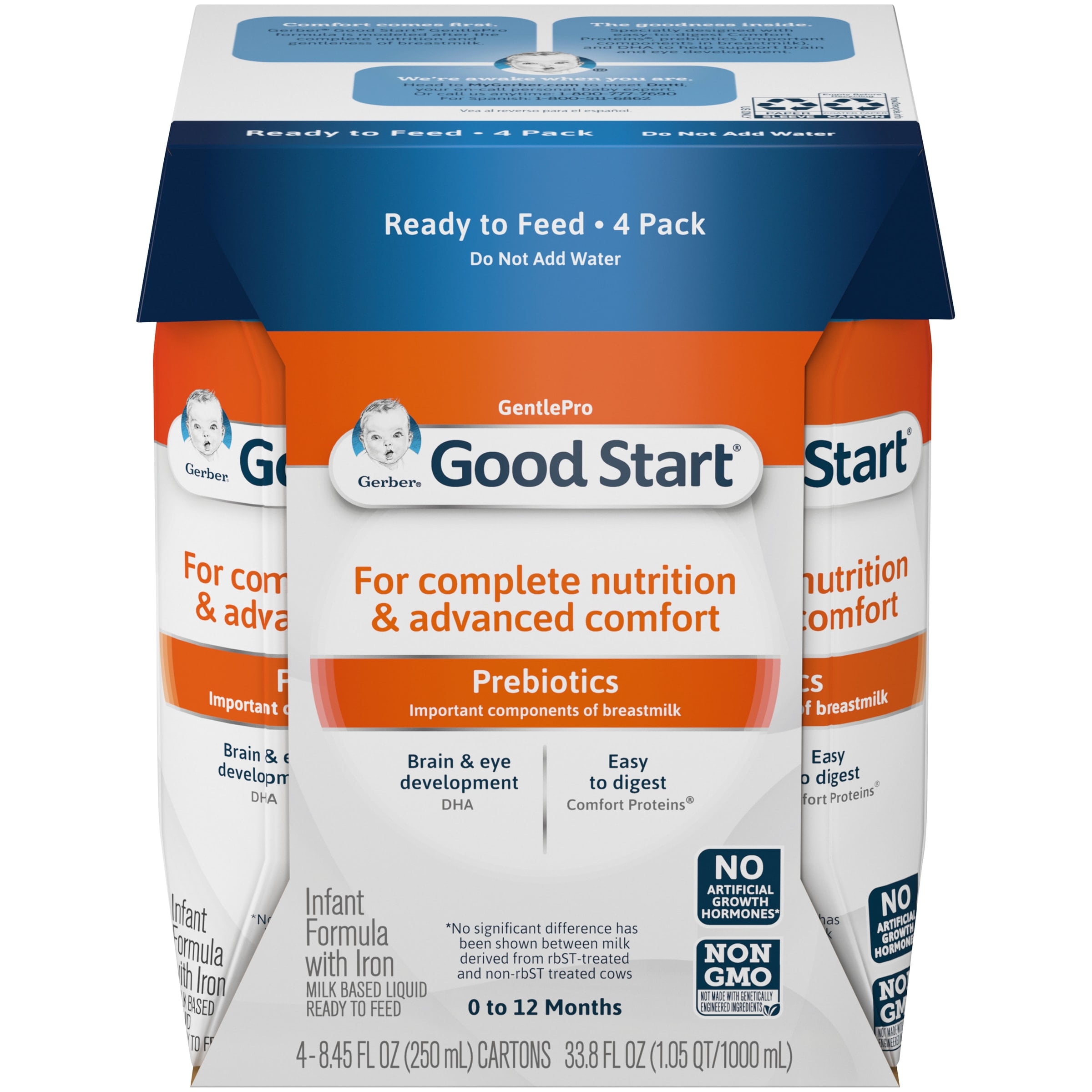 Gerber Good Start Gentle GMOFree Liquid Baby Formula, 33.8 oz Box (4