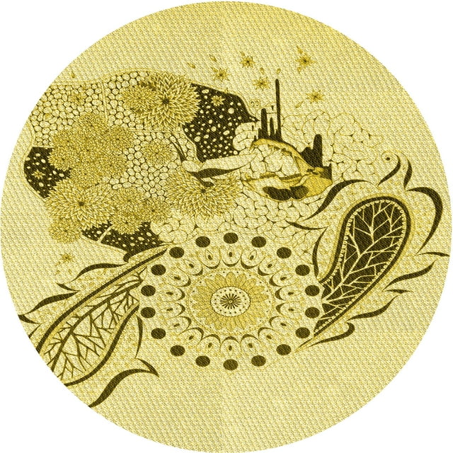 Ahgly Company Tapis d'Intérieur Lavable en Machine Carré Transitionnel Caramel Brun, 3 Pieds Carré
