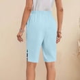 thumbnail image 6 of Cotton Linen Shorts for Women Knee Length Bermuda Shorts Casual Wide Leg Elastic Waist Summer Beach Shorts with Pockets, 6 of 7