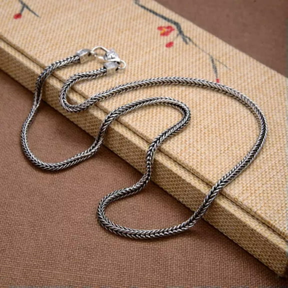 K-KED Real 925 Sterling Silver Necklace Men's 3.5mm Square Wheat Chain Link -20inch