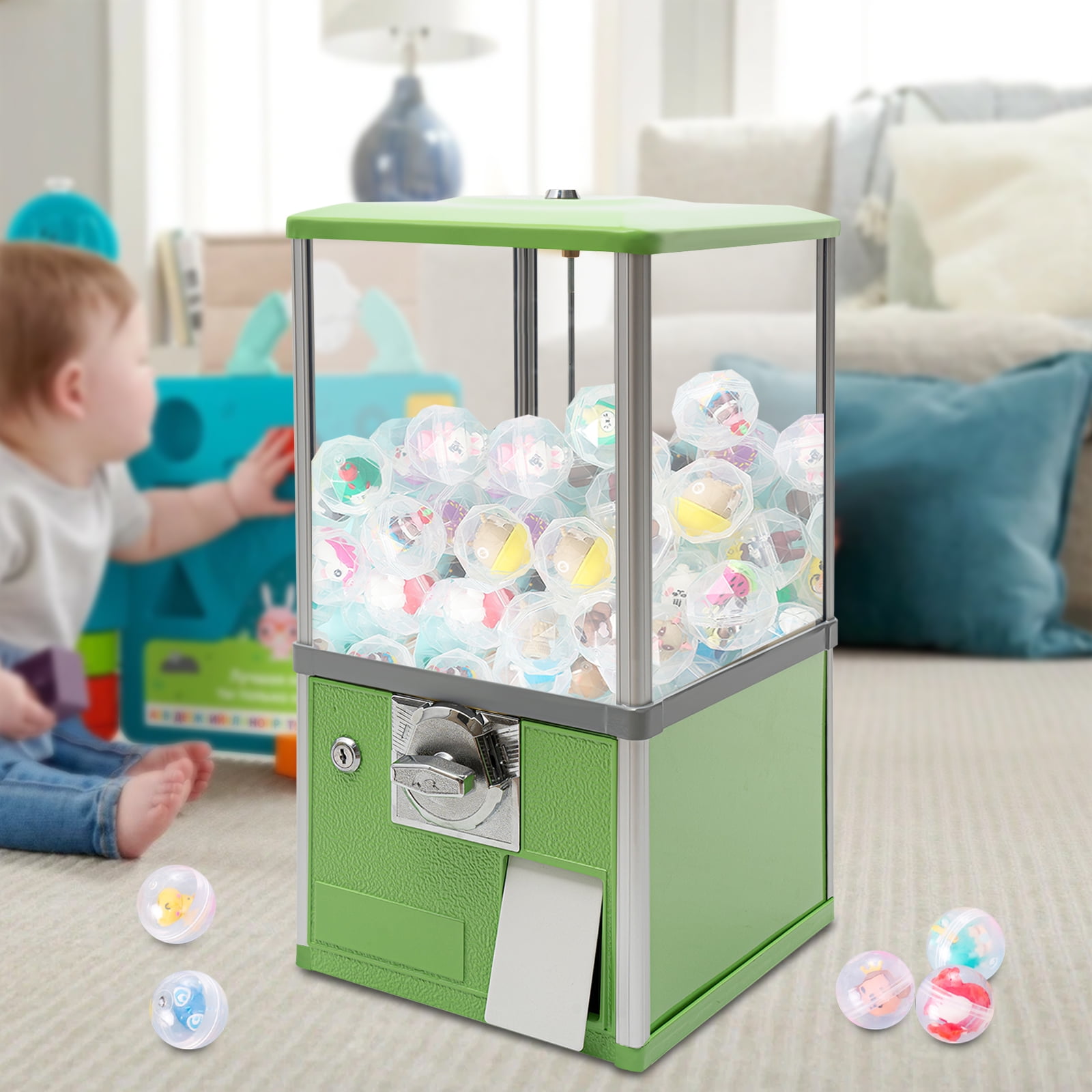 Dwellnix Capsule Toy Vending Machine Coin Operated 200 Capacity Bright Green Easy Operation Secure Coin Bank for&nbsp;&nbsp;Amusement Parks and&nbsp;&nbsp;&nbsp;Game Stores