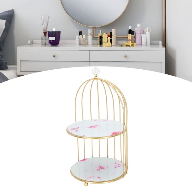 Estante de Almacenamiento de Doble Capa Estante de Almacenamiento de Exhibición con Diseño de Jaula de Pájaros para Encimera de Baño o Tocador ANGGREK Otros