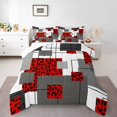 thumbnail image 2 of YST Geometric Cheetah Print Comforter Set Queen Red Black Grey Stripe Grid Leopard Bedding Set Abstract Wild Animal Geometry Bedding Comforter Sets For Kids Adults Wildlife Bed Set, 2 of 6