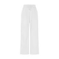thumbnail image 2 of qucoqpe Corduroy Pants for Women Casual Drawstring Elastic High Waist Straight Leg Pants Loose Comfy Trousers with Pockets, 2 of 5