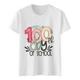 thumbnail image 7 of IROINNID Women's Casual Fashion T-shirt Short Sleeve Happy 100th Day Of School Printed Round Neck Tops, 7 of 7
