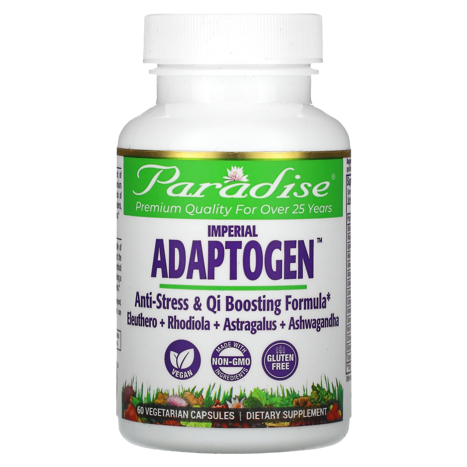 Paradise Imperial Adaptogen, Eleuthero, Rhodiola, Astragalus, Ashwaghanda, 60 Vegetarian Capsules