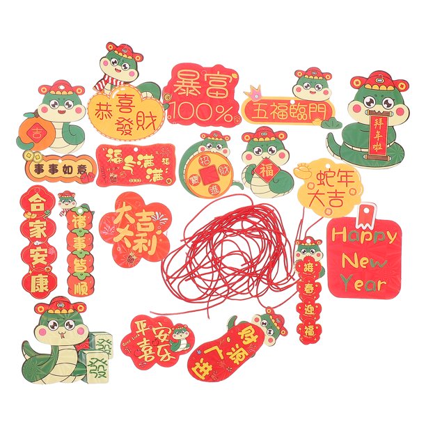 18 adornos colgantes de Año Nuevo Chino. Colgante del Año de la Serpiente. Celebra el Año de la Serpiente. Hecho a mano para la decoración del hogar y el jardín.