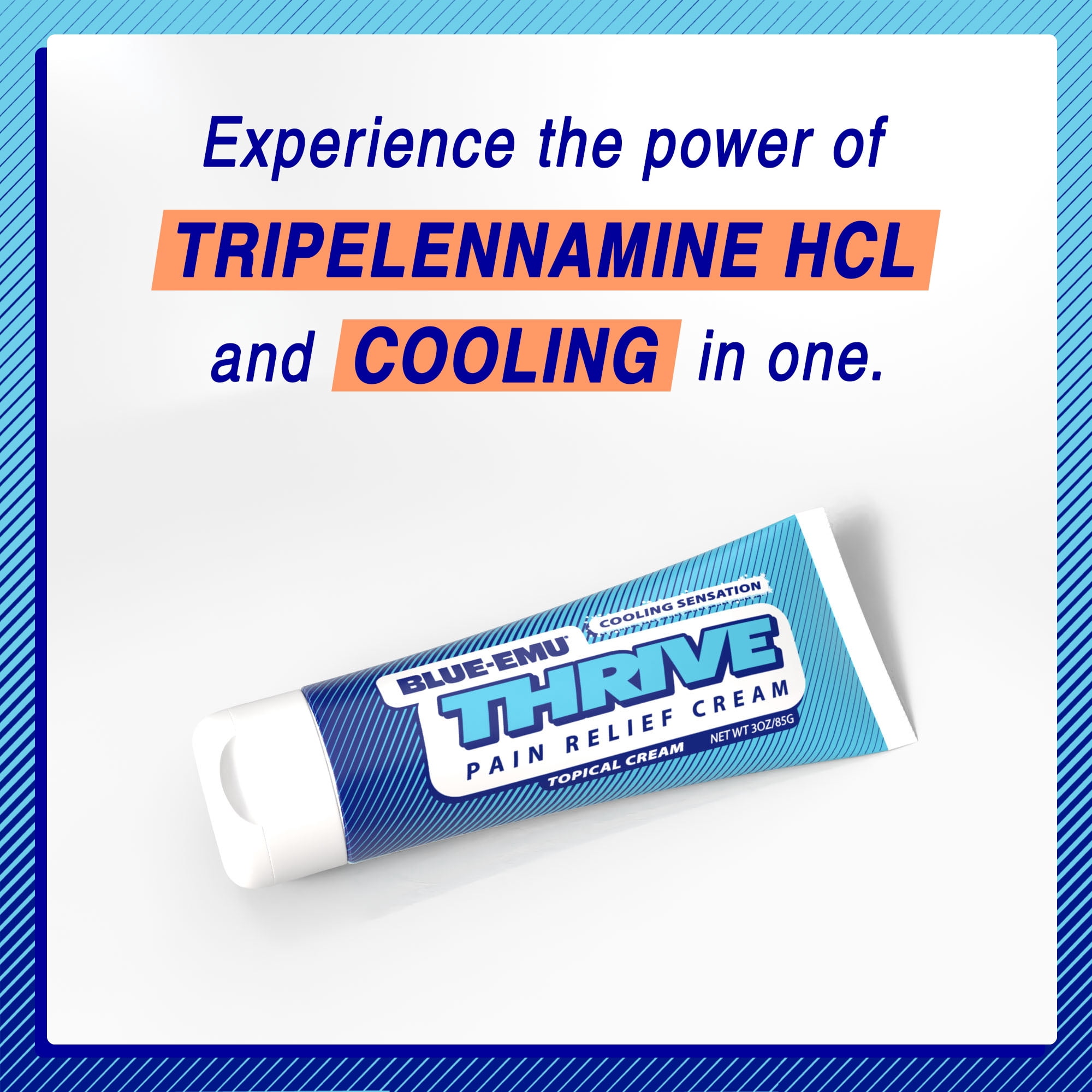 Blue-Emu Thrive + Cooling Sensation Pain Relief Cream, Odor, Camphor & Menthol Free, 0.5% Tripelennamine HCl, 3 oz