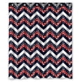 thumbnail image 1 of Cortina de Ducha de Poliéster Impermeable ABPHQTO Azul Oscuro Rojo y Blanco Estrella Chevron 152x180 cm, 1 of 1