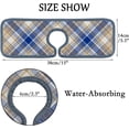 thumbnail image 4 of SKYSONIC Faucet Absorbent Mat 4 Pcs Blue Gold Tartan Pattern Kitchen Faucet Splash Catcher Washable Counter Drying Pads Behind Faucet for Kitchen Bathroom, 4 of 7