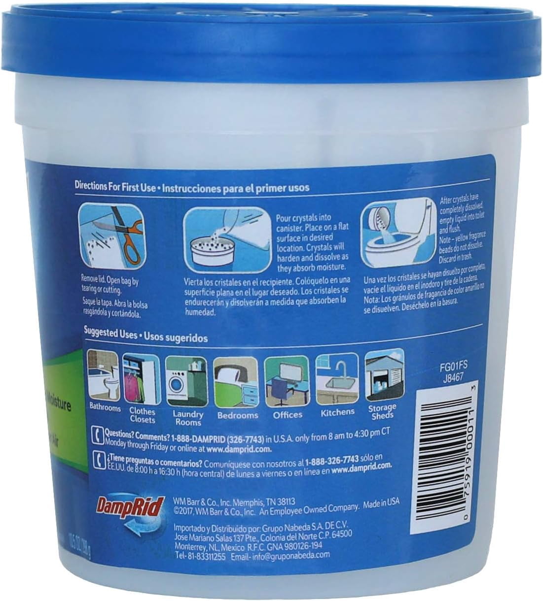 DampRid Refillable Moisture Absorber, 10.5 oz. Cups, 6 Pack, Fresh Scent