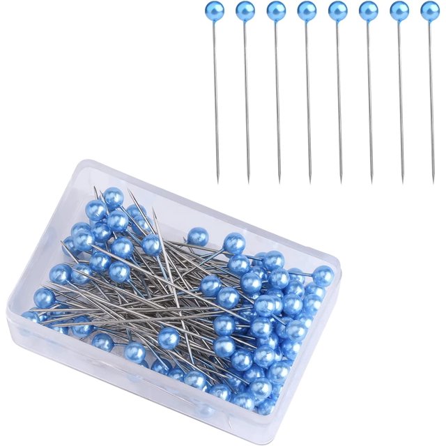 100 Alfileres de Costura de 4 cm, Cabeza de Bola de Plástico, Alfileres de Costura Rectos para Modista, Decoración de Joyas, Manualidades y Proyectos de Costura (Azul)