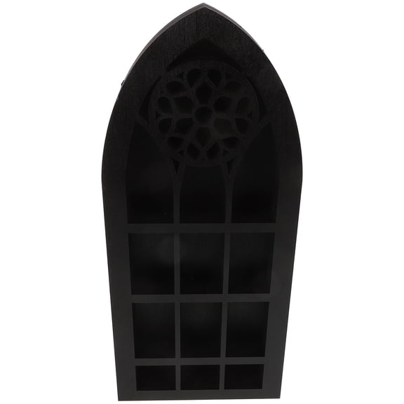 FOMIYES Black Wooden Wall Crystal Shelf Decorative Display Stand for Home Office and Events