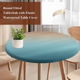 thumbnail image 3 of Round Tablecloth Brown Turquoise Gradient Elastic Edge Fitted Abstract Watercolor Plastic Table Cover,Waterproof Oil Proof for Dinner,Outdoor, Picnic, 36" - 44"&nbsp; DIA Tables, 3 of 6