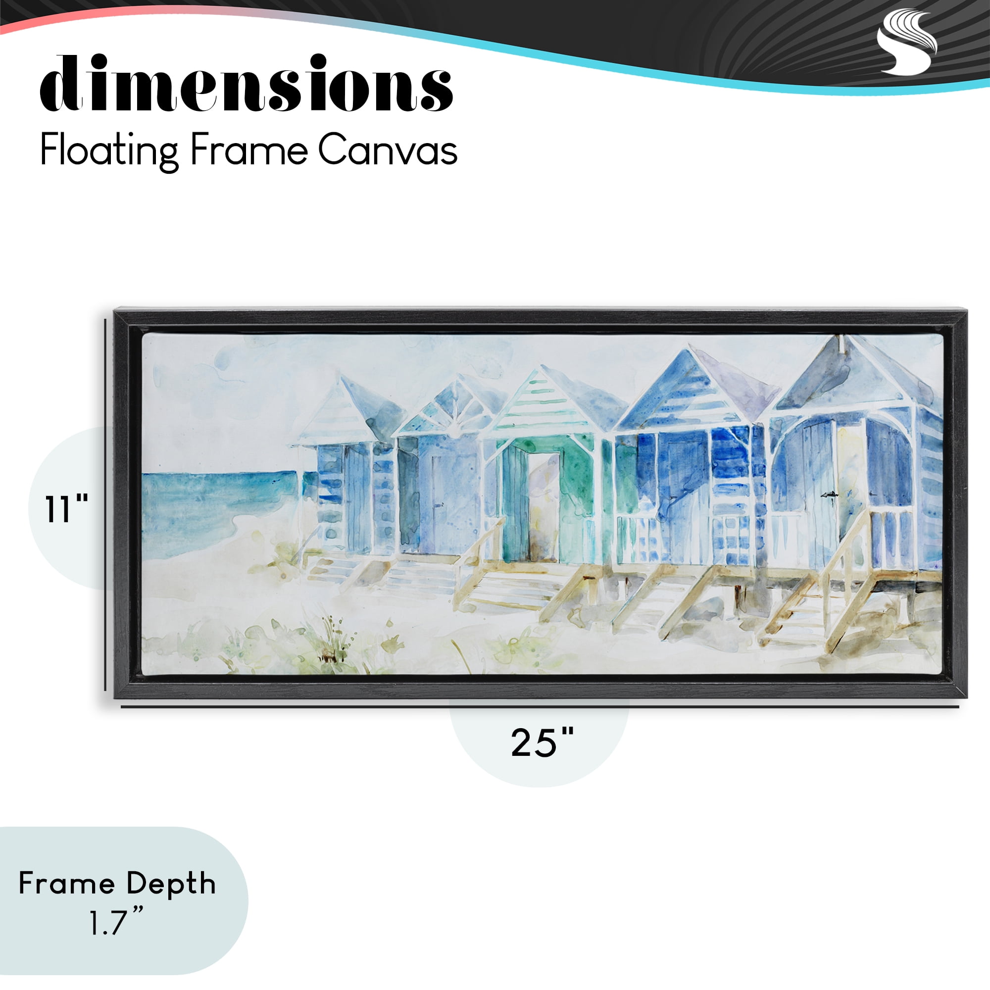 Stupell Industries Beach Cabins in a Row Black Framed Floater Canvas Wall Art, design by Lorenzo Collective