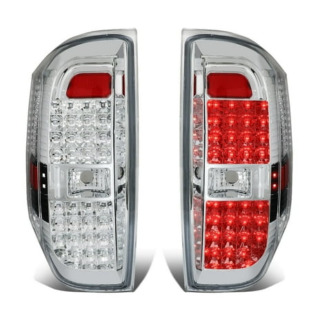 DNA Motoring For 14-21 Toyota Tundra Full LED Chrome Clear Tail Light Rear Lamps Pair LH RH