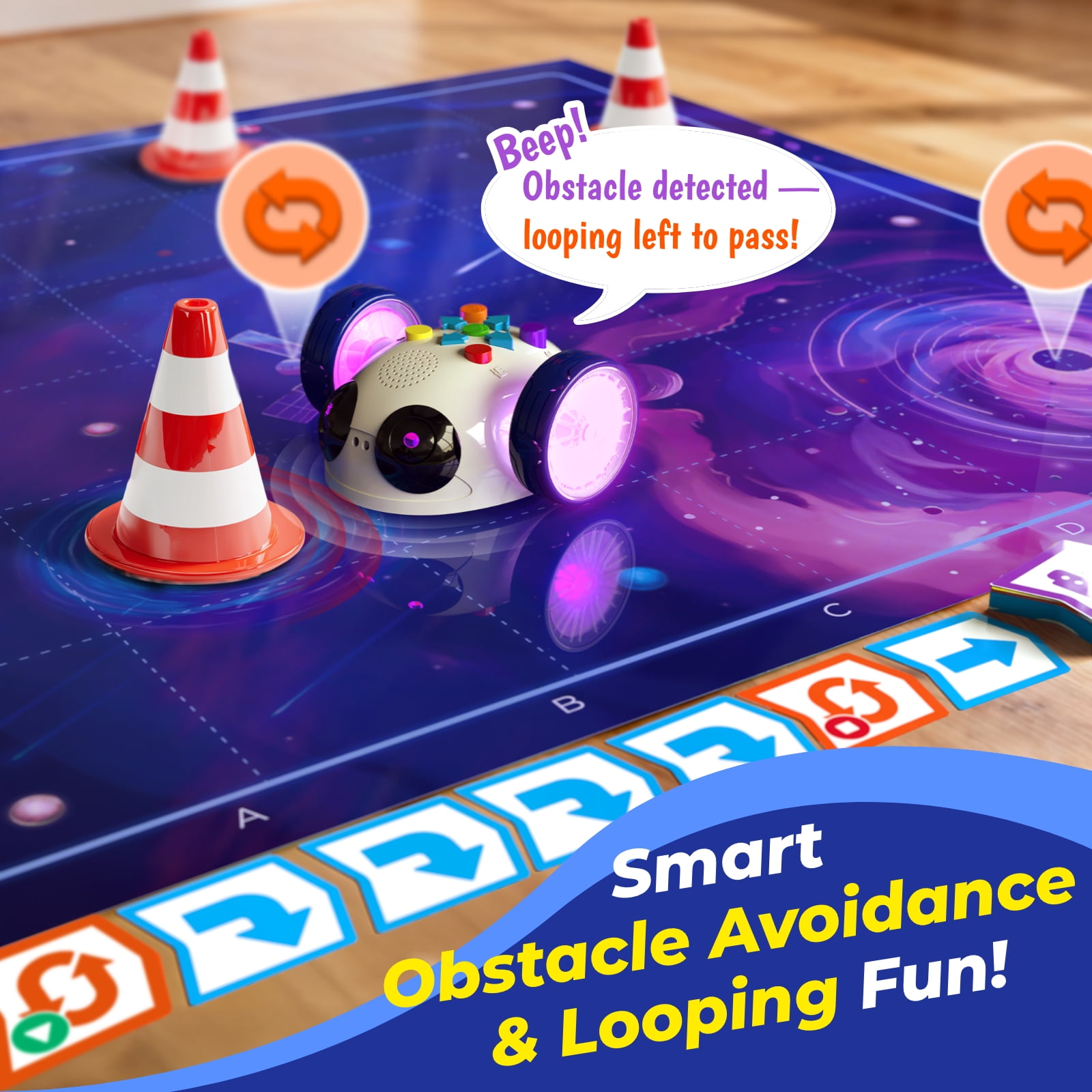 Apitor Robot Wheels - Coding Robot for Kids Ages 5+, STEM Learning Toy with Screen-Free Coding Cards & App Control, Educational Toy for Beginners