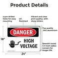 thumbnail image 2 of (2 Pack) High Voltage OSHA Danger Sign 24 Inch X 18 Inch Indoor / Outdoor Rust-Free Aluminum Metal Signs for Workplace, Workshop, and Construction Site, Made in the USA, 2 of 8