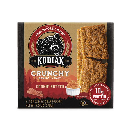 Kodiak Cakes Cookie Butter Crunchy Granola Bars, 10g of Protein, 6 ct, 1.59 oz