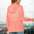 thumbnail image 5 of Womens Long Sleeve Jackets New Womens Rain Jacket Packable Fashion Lightweight Outdoor Climbing Coat with Hood Casual Waterproof Outerwear Pinky M, 5 of 8