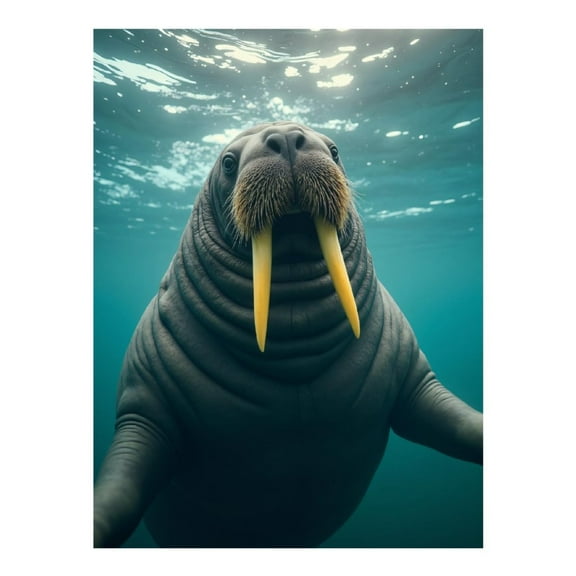 Diamond Art Kit for Adults, Underwater Walrus Close-Up Portrait Diamond Painting for Adults Beginners, DIY Diamond Art Painting Kits, 5D Diamond Painting Crafts for Home Decor 12x16 Frameless