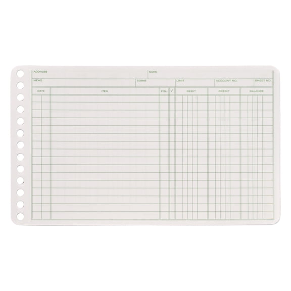 Adams Ledger Binder Refill Sheets, 6-Ring, 5 x 8 1/2, Green/White, 100 Sheets/Pack -ABFARB58100
