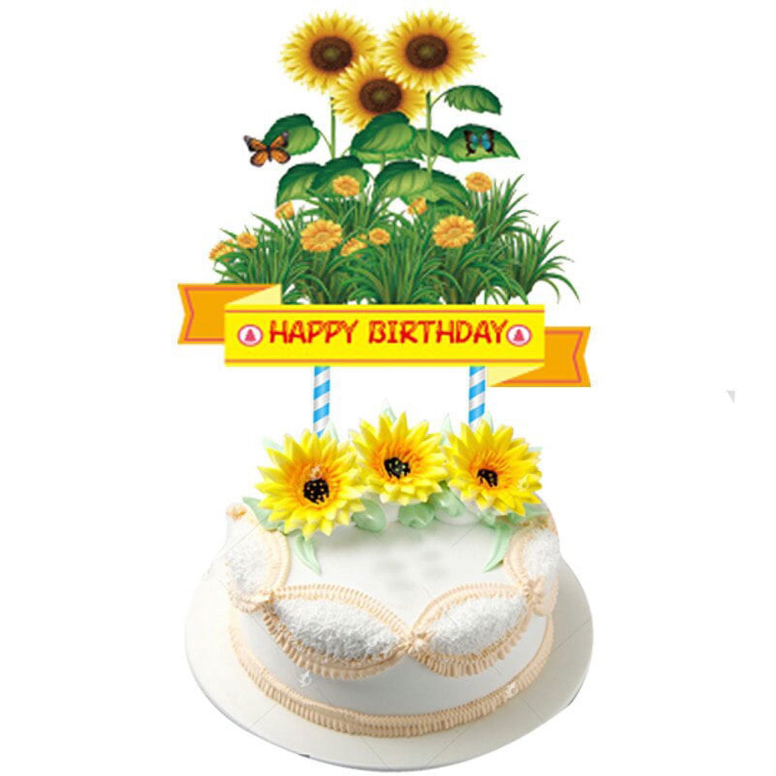 Sunflower Birthday Party Decoration, Yellow Birthday Banner Hanging Swirl Cake Topper for Boys Girls 1st 2nd Birthday Party Decoration Supplies