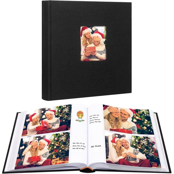 5x7 Photo Album with Writing Space, Holds 240 Photos, Linen Cover Large Capacity Photo Book with Memo for Graduation, Wedding, Baby, Family and Anniversary Pictures, Black