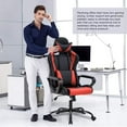 thumbnail image 5 of Comfy Rolling Video Game Chair for Adults, Ergonomic Office Chair with Lumbar Support, Height Adjustable Reclining Gaming Chair for Office, Home, Bedroom, Red, 5 of 7