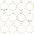 thumbnail image 3 of 12Pcs Women's Charm Anklet Set Multilayer Chain Ankle Bracelets Boho Gold Anklet for Women, 3 of 7