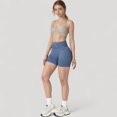 thumbnail image 3 of Women's Ribbed Seamless Biker Shorts with Stretch Fabric and Smooth Fit - Large, Blue, 3 of 7