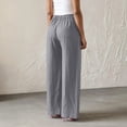 thumbnail image 4 of GUACER Womens Cotton Linen Palazzo Pants High Waisted Button with Pockets Wide Leg Trousers Casual Summer Slacks, 4 of 6
