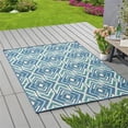 thumbnail image 3 of Noble House Myrtle 90x63" Indoor/Outdoor Fabric Geometric Area Rug in Navy/Green, 3 of 13