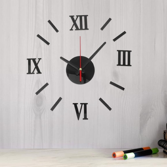 CTIRCHIU Stick On Clock Wall Clock Acrylic Adhesive Modern Art for Kitchen 1Pack