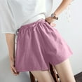 thumbnail image 4 of JINMGG 2024 Summer Plus Womens Shorts Clearance,Women's Shorts High Waist Linen Loose Casual Thin Wide Leg Linen Shorts Pink S, 4 of 9