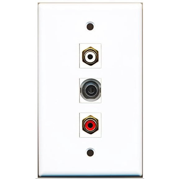 RiteAV - 1 Port RCA Red and 1 Port RCA White and 1 Port 3.5mm Wall Plate