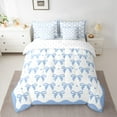 thumbnail image 2 of Manfei Girly Blue Bow-tie Twin Bedding Sets 7-Piece, Princess Bowknot Bedding Comforter Set, Cartoon Love Heart Print Reversible Sheet Sets, Luxury Bedroom Decor, 2 of 7